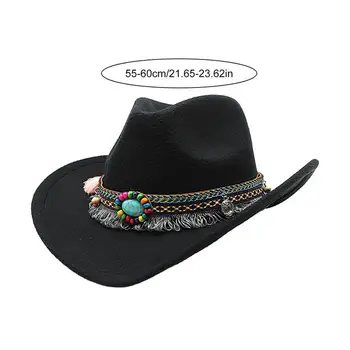 Cowboy Hats Party Classic Roll Up Beach Hat With Feather Hat Band Cowgirl Hat Cow Boy Hat Clothing Accessories For Men Women 6