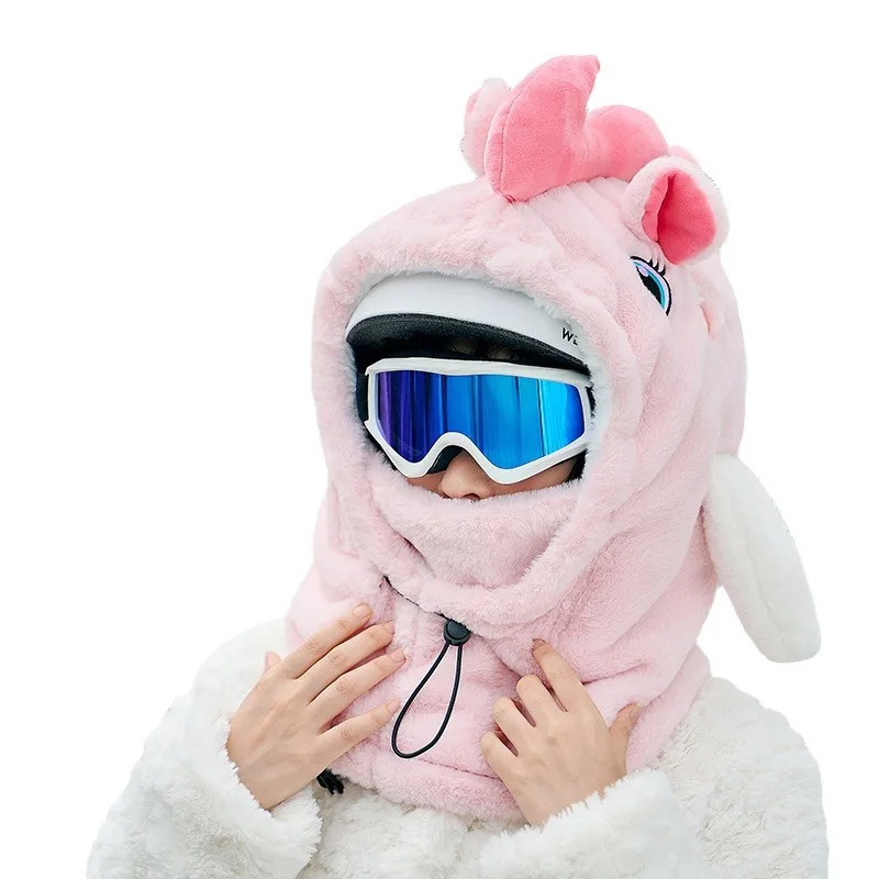 Unicorn Ski Helmet Cover Cartoon Neck Warmer Winter Hat Comfortable Skiing Head Warmer Cute Ski Helmet Hood Ski Accesories 6
