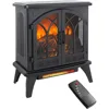 24 Inch Electric Fireplace Virtual Stove - Infrared Quartz Fireplace Heater w/ 3D Flame - Portable Fireplace w/Remote 2