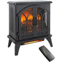 24 Inch Electric Fireplace Virtual Stove - Infrared Quartz Fireplace Heater w/ 3D Flame - Portable Fireplace w/Remote 2