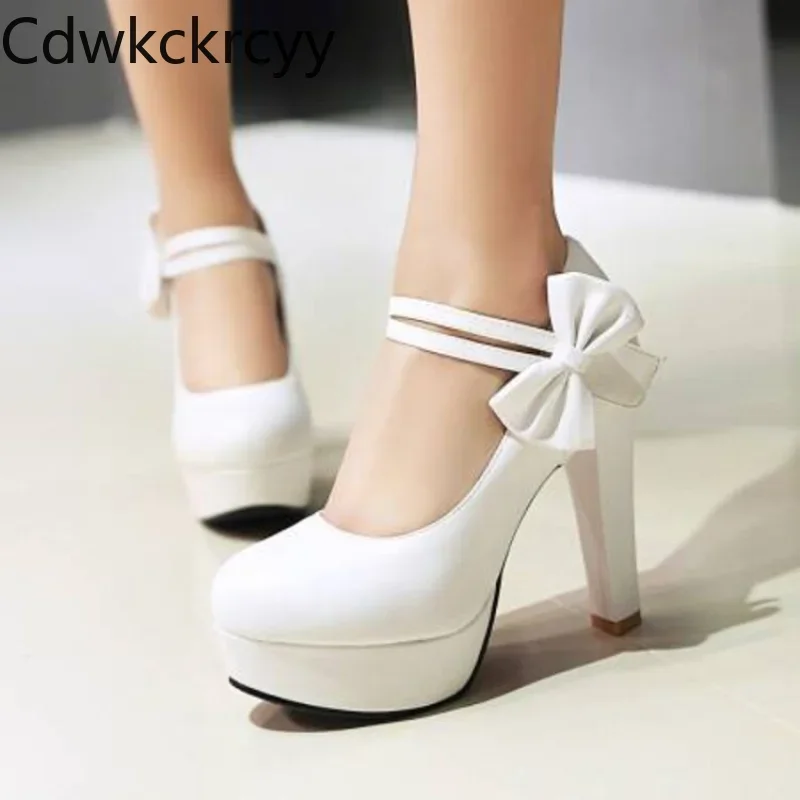 

Женские туфли на высоком каблуке, туфли мэри джейн с милым бантом, туфли на высоком каблуке, размеры 34-43, для весны и осени, 12 см