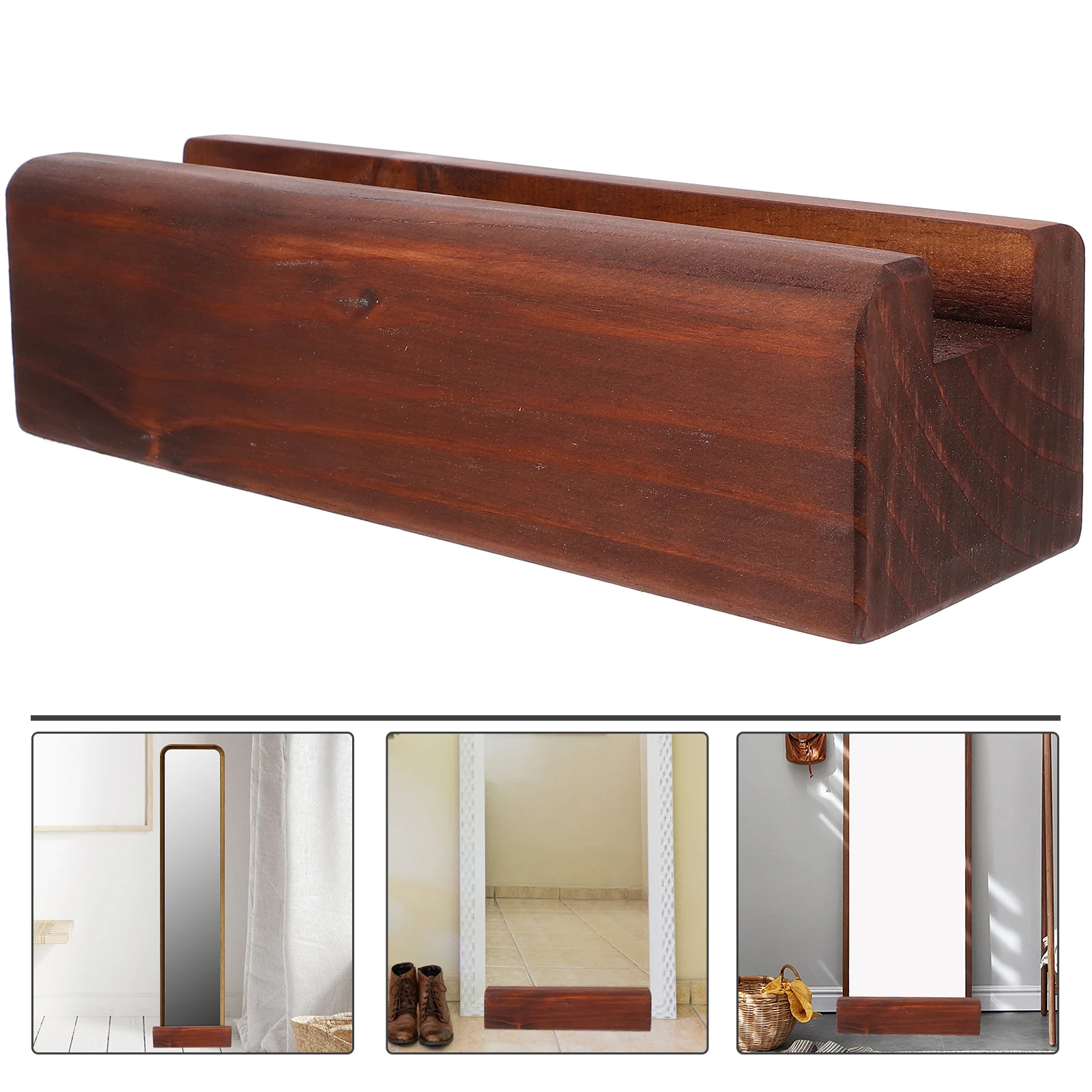 BESPORTBLE - Soporte De Suelo Para Espejo De Cuerpo Entero, Base De Madera, Ranura De 3.5 Cm, Diseño Minimalista, Para Baño O Dormitorio