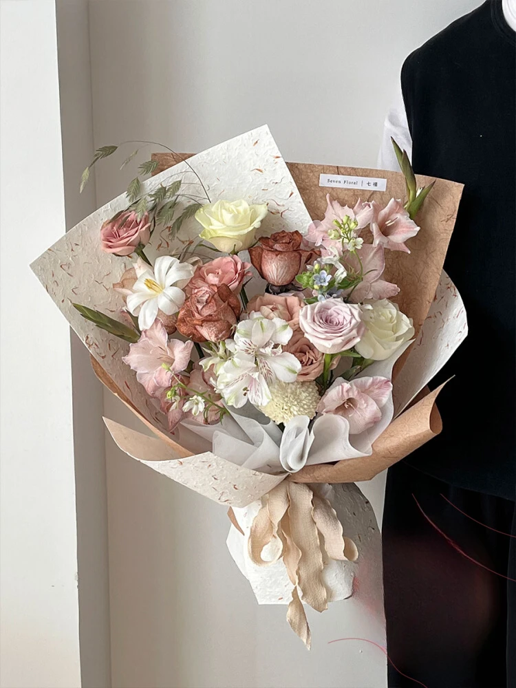 

New Handmade Flower Wrapping Paper DIY Materials for Flower Bundle and Flower Art Packaging Premium Dry Petal Hand Rubbing Paper