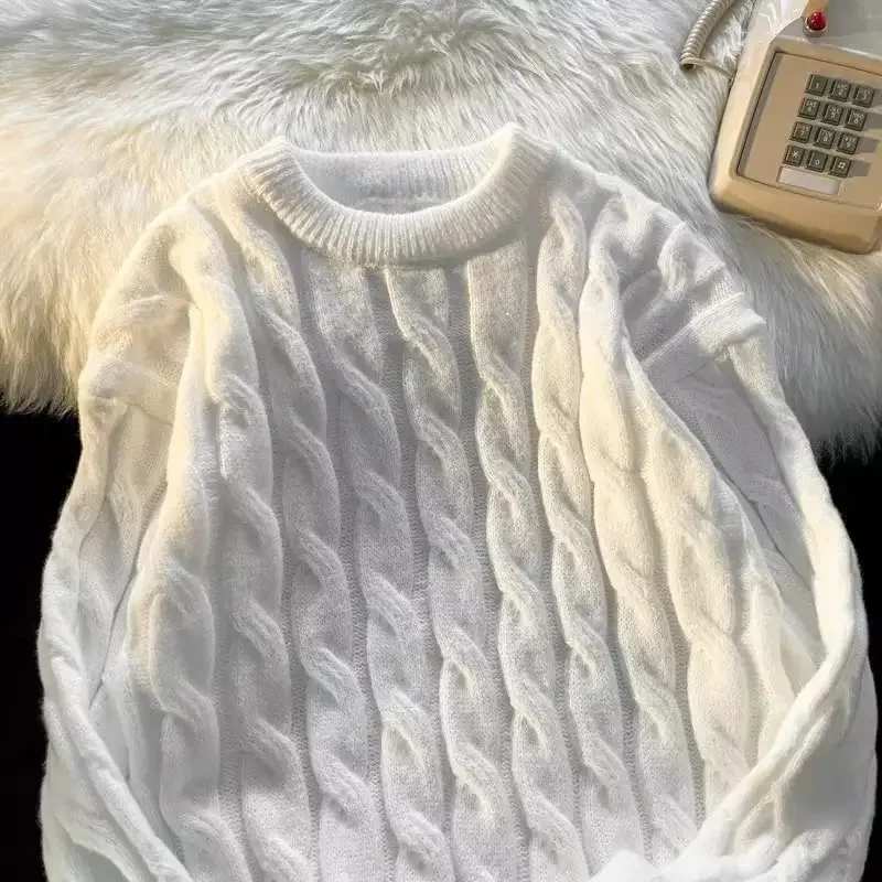 Round Neck Knitwear Sweater for Men in Autumn/winter Thickened Fashion Brand Loose Knit Shirt Large Size Bottom Layer Sweater