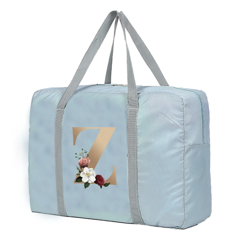 Large Capacity Travel Bag Unisex Organizers Foldable Luggage Handbags  Clothes Storage Duffle Carry on Bags Gold Lettern Series