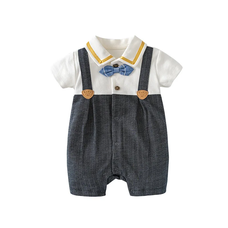

New Summer Boys Baby Fashion Tracksuits Boys Newborn T-shirt Shorts Gentleman Kids Jumpsuit Cotton Clothes Infant Sportswear