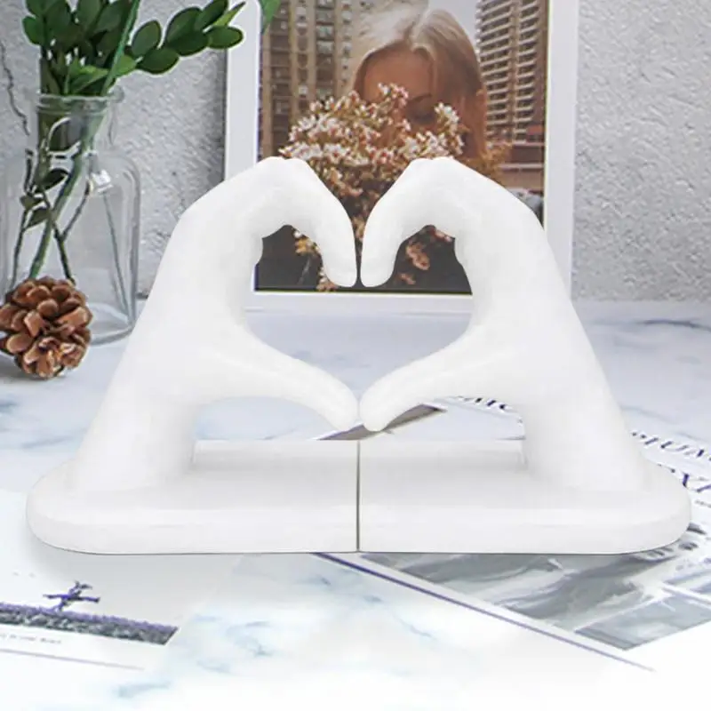 Gold Bookends Decorative Decorative Heart Shape Finger Statue Bookends Finger Heart Shaped Figurine Bookend For Bookshelves