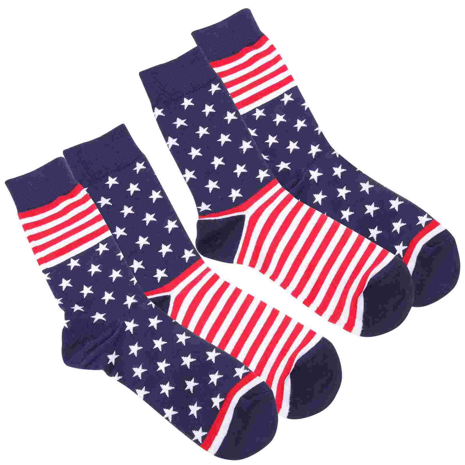 

2 Pairs Sock Mens Fun Cotton Socks Groomsmen United States Flag Skateboard Sports Dress Miss American Flags