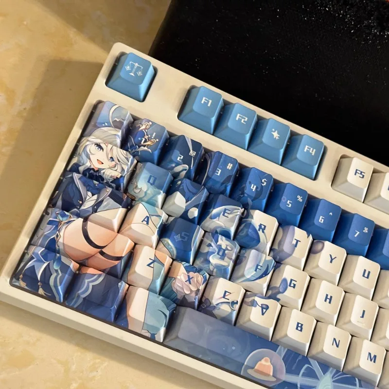 Mifuny Anime Keycaps Acessórios Teclado Mecânico Deus da Água Furina Bonito Pbt Cereja Perfil Gaming Key Caps - Imagem 4