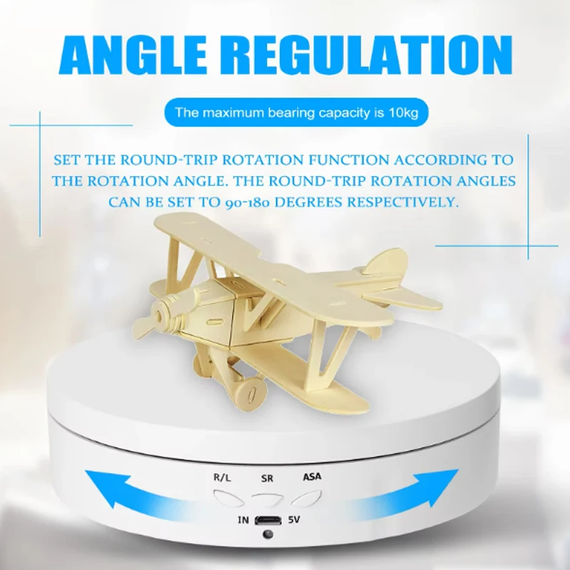 Motorized Rotating Mirror Display Stand with 360-Degree Turntable and USB-Powered Three-Speed Function
