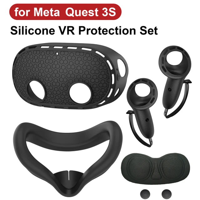 5 IN 1 Silicone Case For Meta Quest 3S VR Protector Lens Cap Soft Grip Cover Shockproof Durable Anti-scratch Accessories