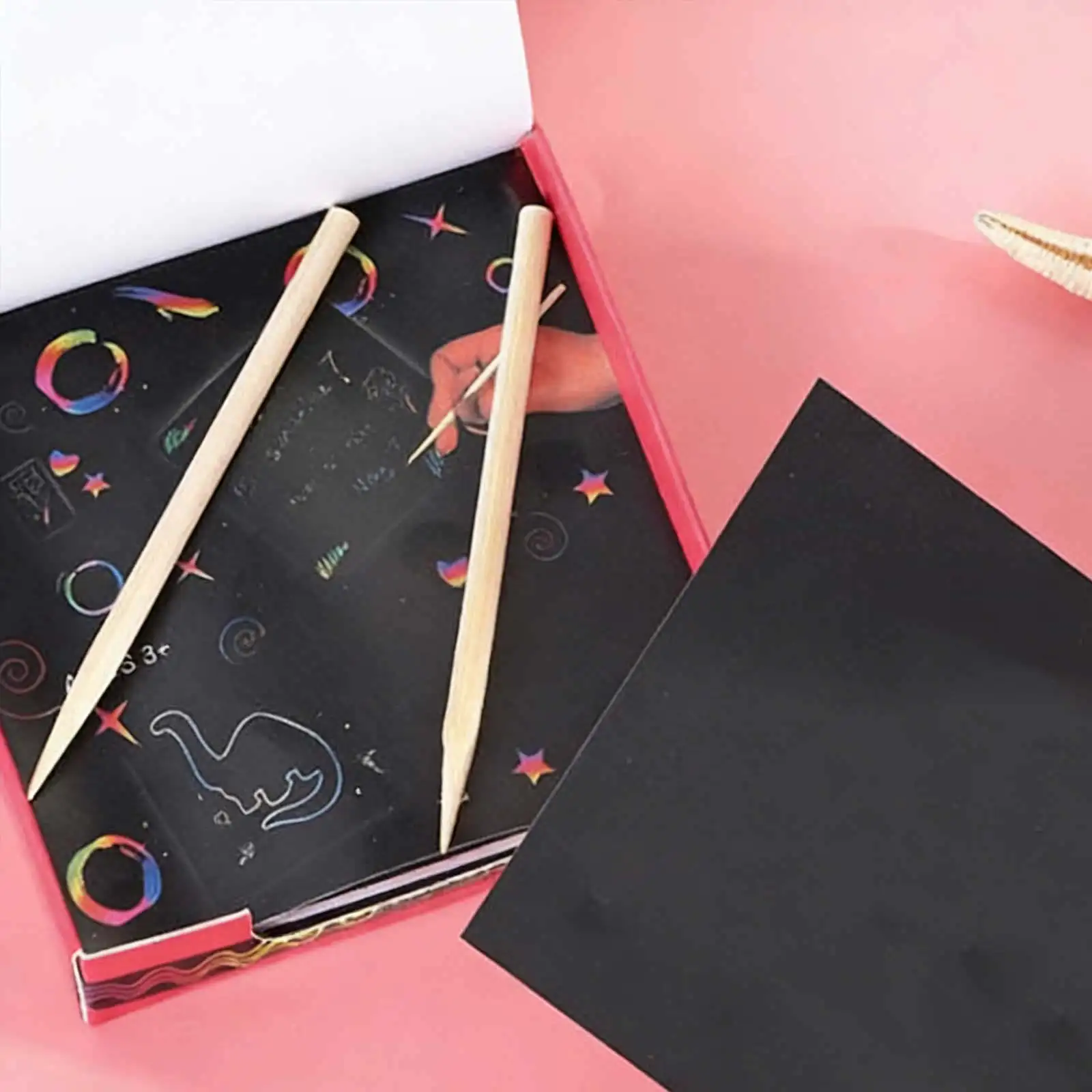 스크래치 드로잉 페이퍼 두꺼운 검정 코팅 무지개 스크래치 종이 어린이 DIY 그림 공예 미술 프로젝트 개발용
