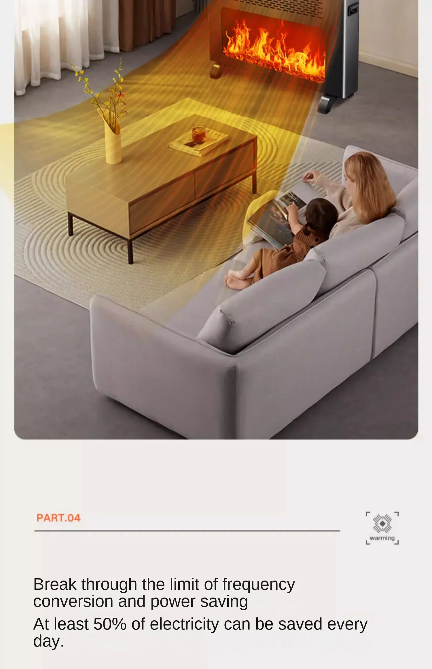 220V Camel heater for household energy-saving fireplace, graphene indoor electric heating 2
