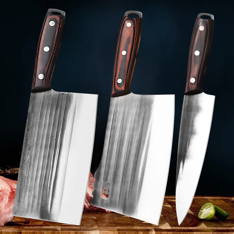 

Hand Forged Bone Cutting Knife Butcher's Slaughtering Knife Cleaver Sheep Pig Deboning Slicing Chef Kitchen Knife