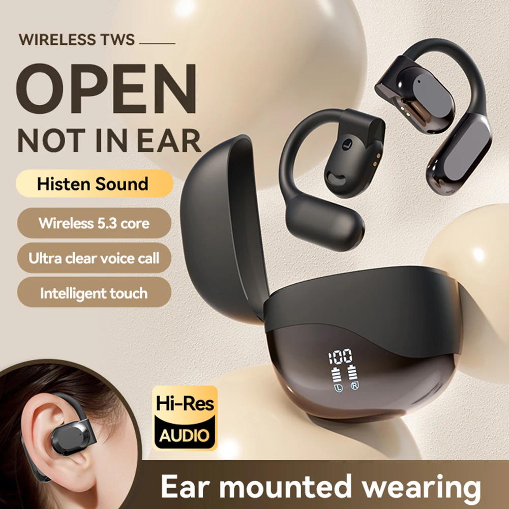 AI Translator Earbuds Bluetooth 5.4 Noise Cancelling Two-Way Voice Translator Ear Hook 144 Languages Translation Earphones