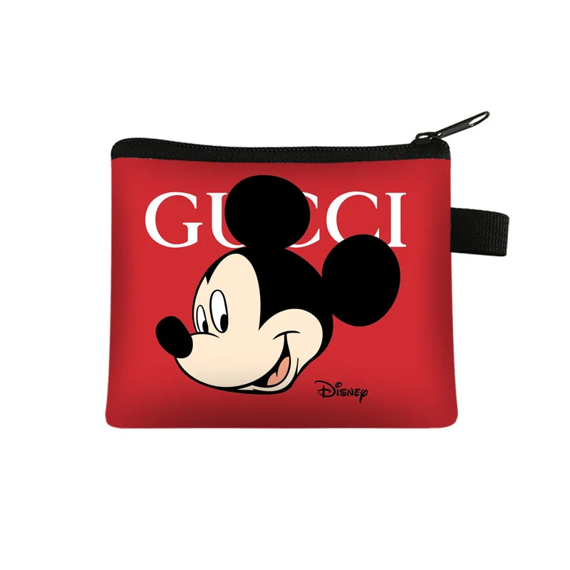 Disney Mickey Kids Coin Purse Kawaii Wallet Portable Card Holder Mickey Cute Print Polyester Key Storage Bag Frog Wallet