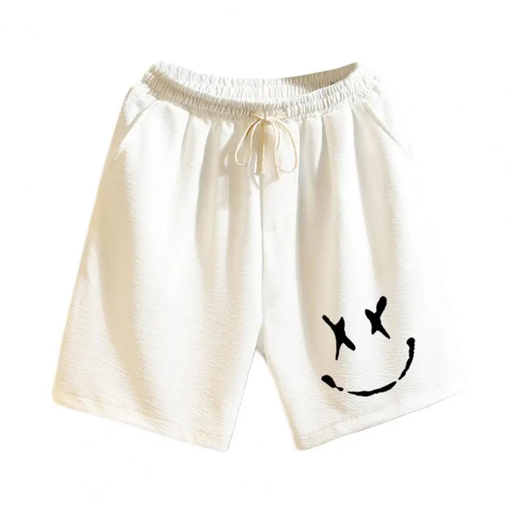 

Шорты мужские на шнуровке, повседневные с эластичным поясом, свободного кроя, с принтом улыбки, для улицы, летние