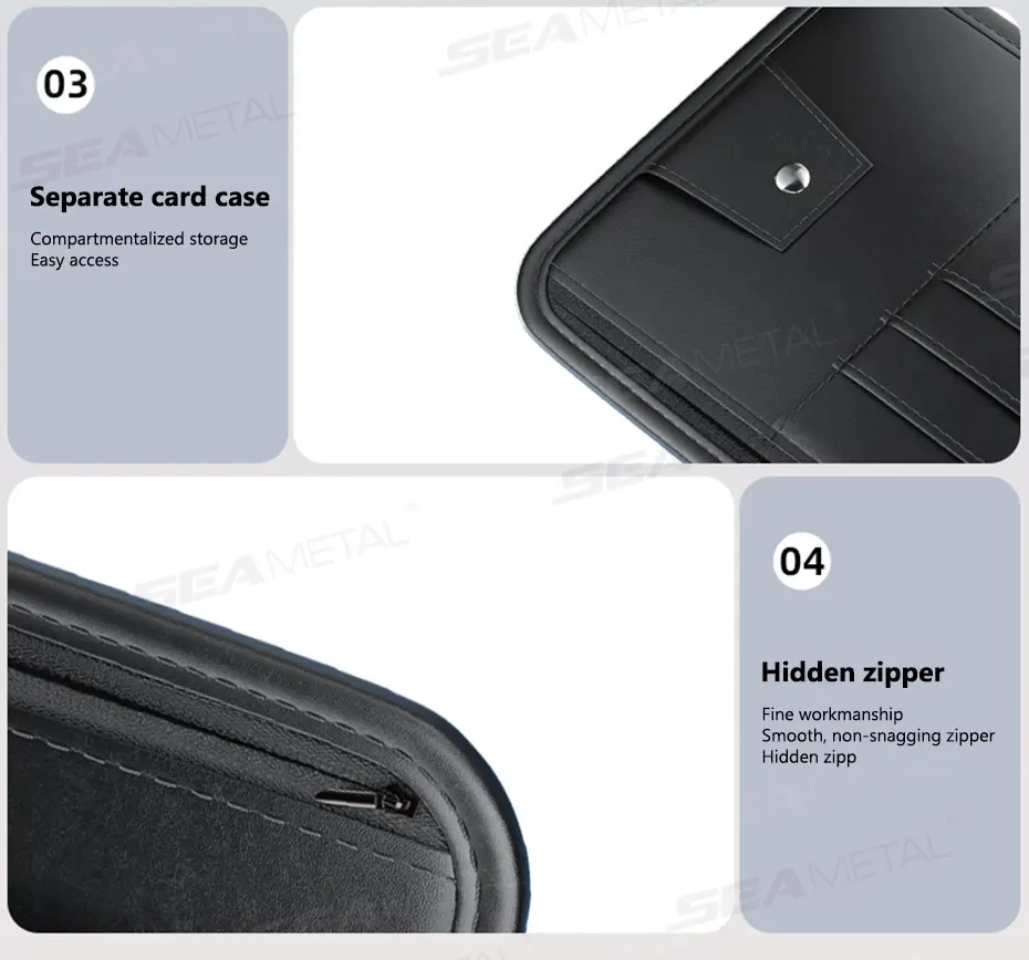 SEAMETAL Auto-Sonnenblenden-Aufbewahrungsbox, Innenraum-Organizer für Sonnenbrillen und Karten, Multifunktionale Sonnenschutz-Organizer-Tasche – Detail 17