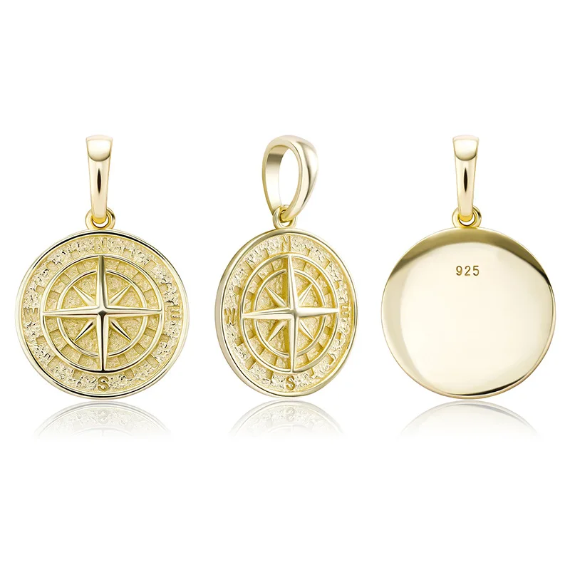 

S925 Jewelry Round Digital Compass Pendant Box Chain Necklace Hip Hop Jewelry Sterling Silver Necklace For Women And Men