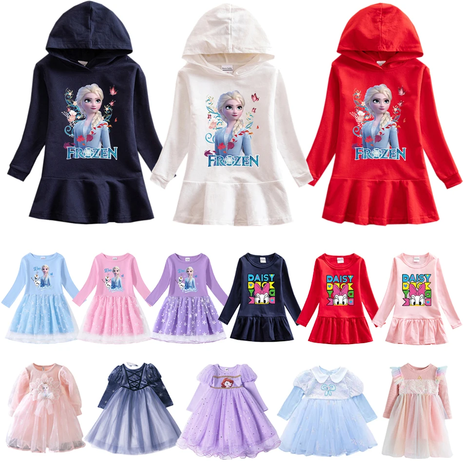 

Spring Autumn Kids Dresses For Girls Christmas Outfits Cartoon Frozen Elsa Puff Sleeve Princess Dress Birthday Party Prom Gown