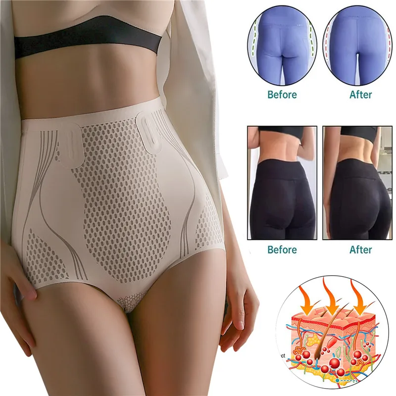 Ice Silk Ion Fiber Repair Shaping Women Sculpt Shaping Short High Waisted Body Shaper Briefs Firm Tummy Control Pants Shapewear