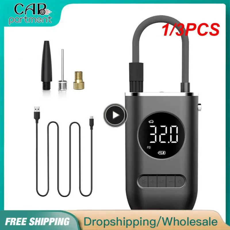 

1/3PCS Car Air Pump Portable Mini Self Propelled Electric Tire Pump Air Pump Handheld Wireless Digital Display Charging Pump