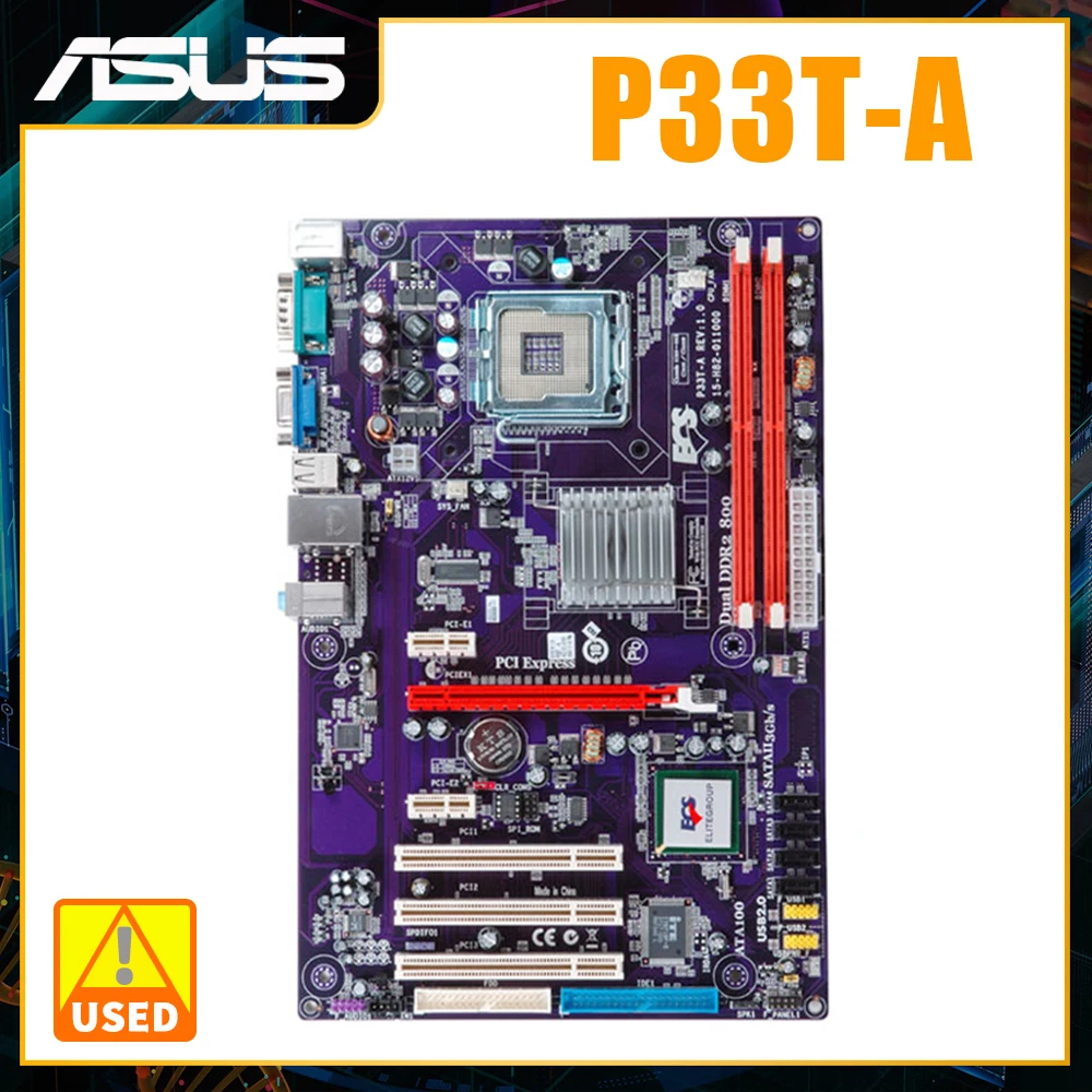 

LGA 775 Motherboard DDR2 For ECS P33T-A Motherboard Intel G31 Core 2 Quad/Core 2 /Pentium CPU 4GB USB2.0 SATA2 VGA PCI-E X16 ATX