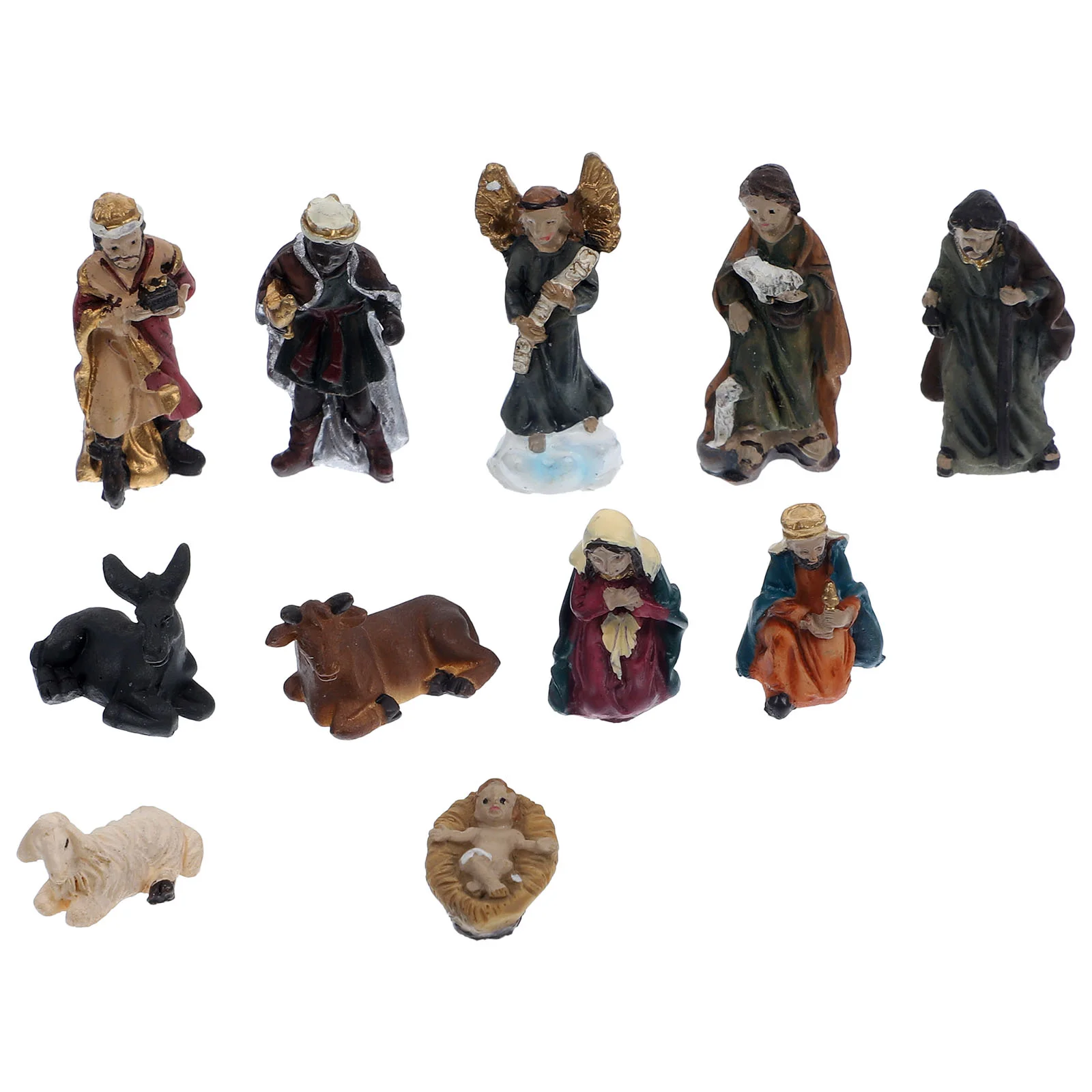 

Mini Jesus Birth Figurines Nativity Ornaments Sculptures Home Decor Resin Christian Gift Set For Christmas Crib Craft Decor