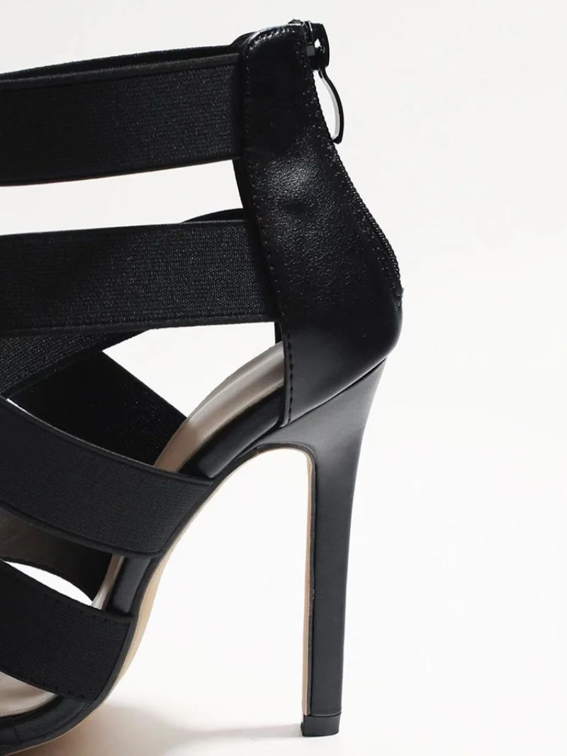New Style High Heel 16cm Thin Heel Black Patent Ankle Strap Sexy Women  Sandals | eBay