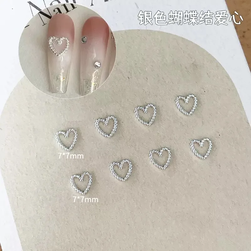 30개 합금 리본 모양 네일 참 장식 3D 고급 금속 실버 리본 쥬얼리 네일 아트 부품 DIY 매니큐어 디자인 용품