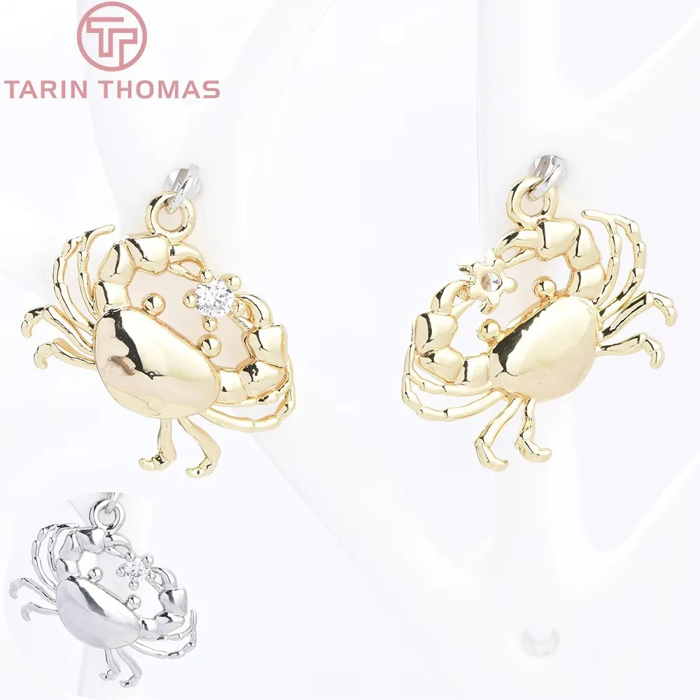 (9755) 4PCS 17x18MM 24K Gold Farbe Messing mit Zirkon Krabbenförmige Anhänger Hohe Qualität DIY schmuck Machen Erkenntnisse Zubehör