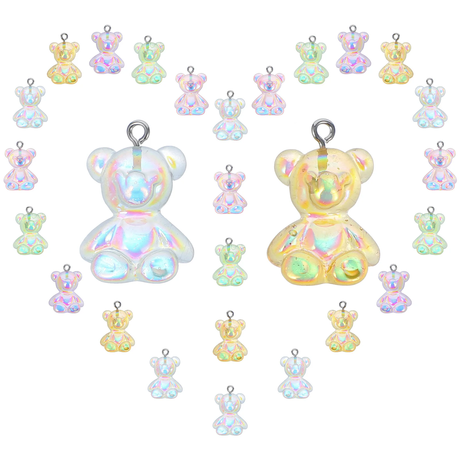 

30 Pcs Bracelet Ab Color Bear Pendant Necklaces Jewlery Earring Charms Resin for Bracelets Jewelry Making