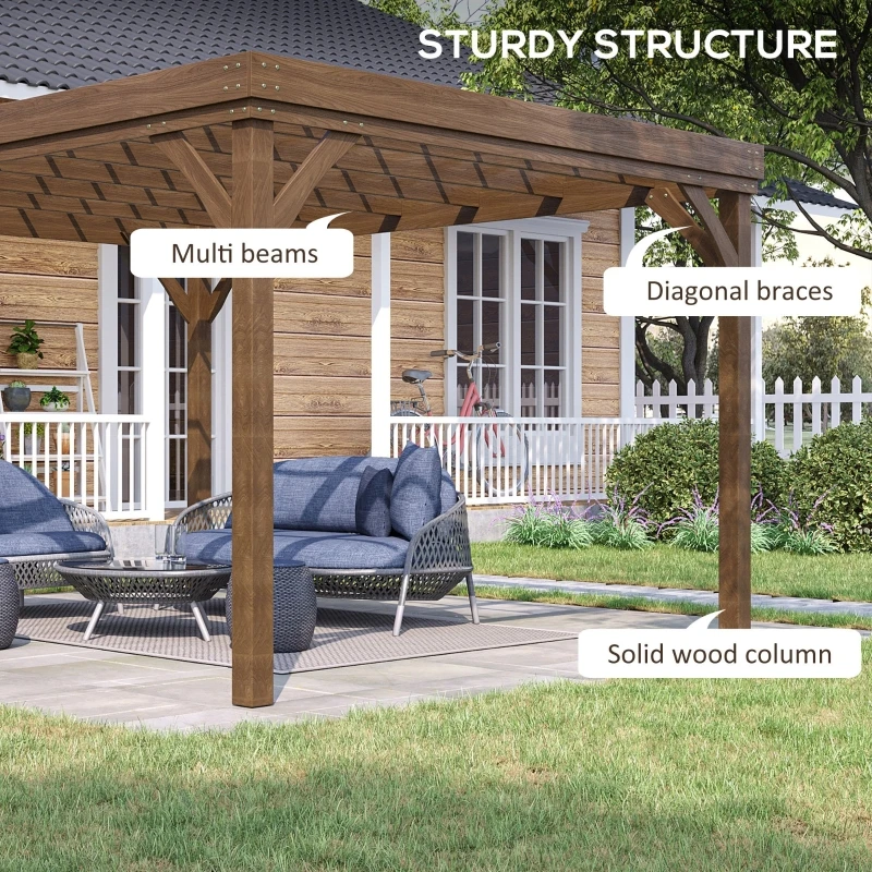  YTGLEN Pérgola de madera de 12 x 10 pies, duradera, estructura  de soporte de calidad, compatible con nieve y viento, resistente a la  putrefacción, pérgola de madera para exteriores, adecuada para 