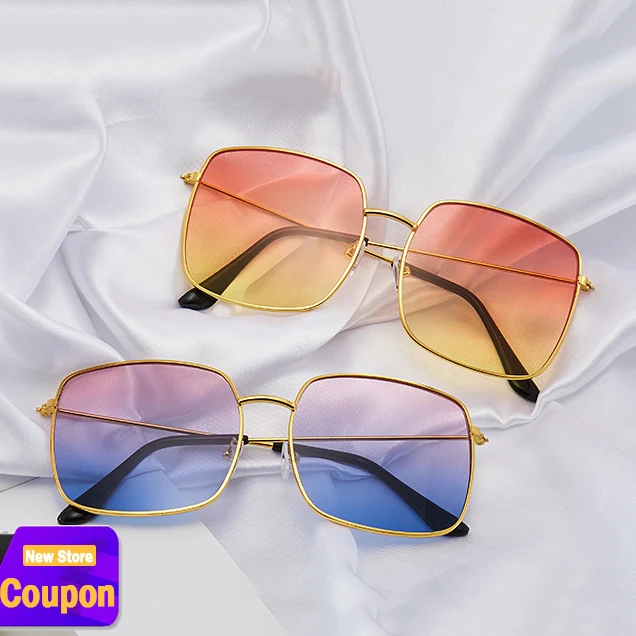 Women's Retro Square Sunglasses With Gold Frame Uv400 Protection_voghion.com