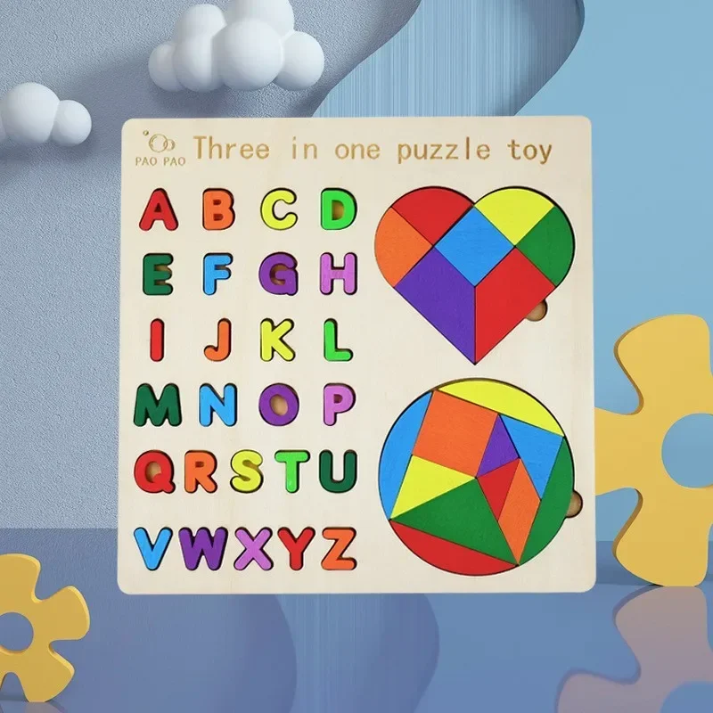 3 In 1 Wooden Variety Puzzle Baby Early Learning Fun Games Children's Thinking Logic Toys Intelligence Development