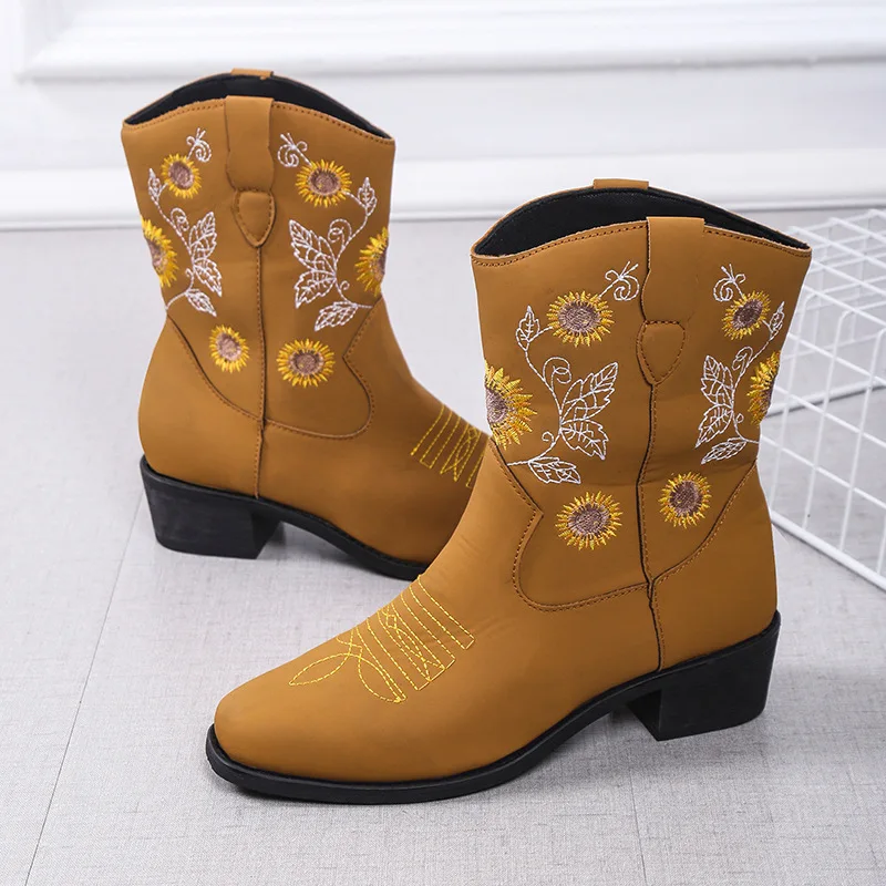 Autumn and Winter Women Boots New Denim Boots Embroidered Martin Boots Anti Slip Knight Boots Fashion Women Shoes Platform Shoes
