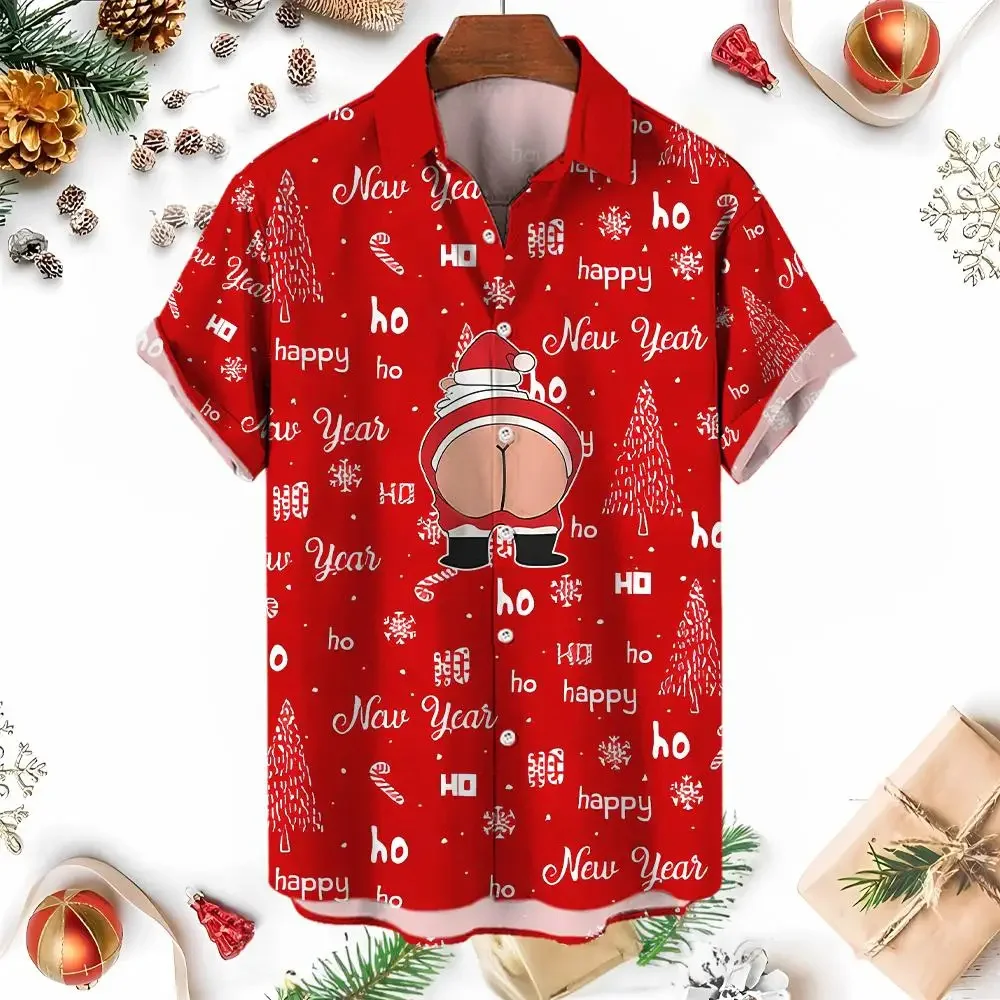 Men's Christmas shirt, 3D Digital Print Series short-sleeved Loose And casual, New Style For 2023. 4