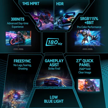 New ARZOPA 27inch 180Hz 2K FastIPS QHD PC Monitor 1ms FreeSync Gaming monitor,M1RC 3