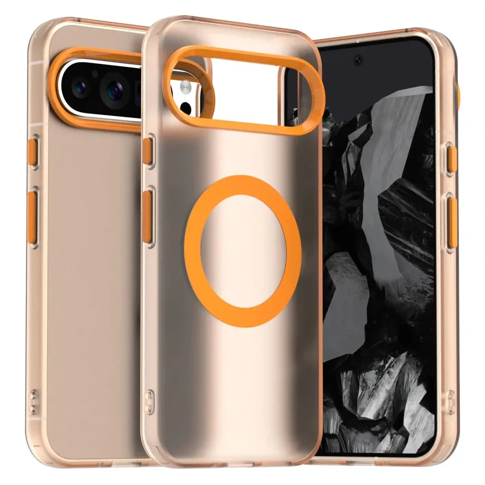 Matte Clear Magnetic Wireless Charging Shockproof Case - Candy Color Armor