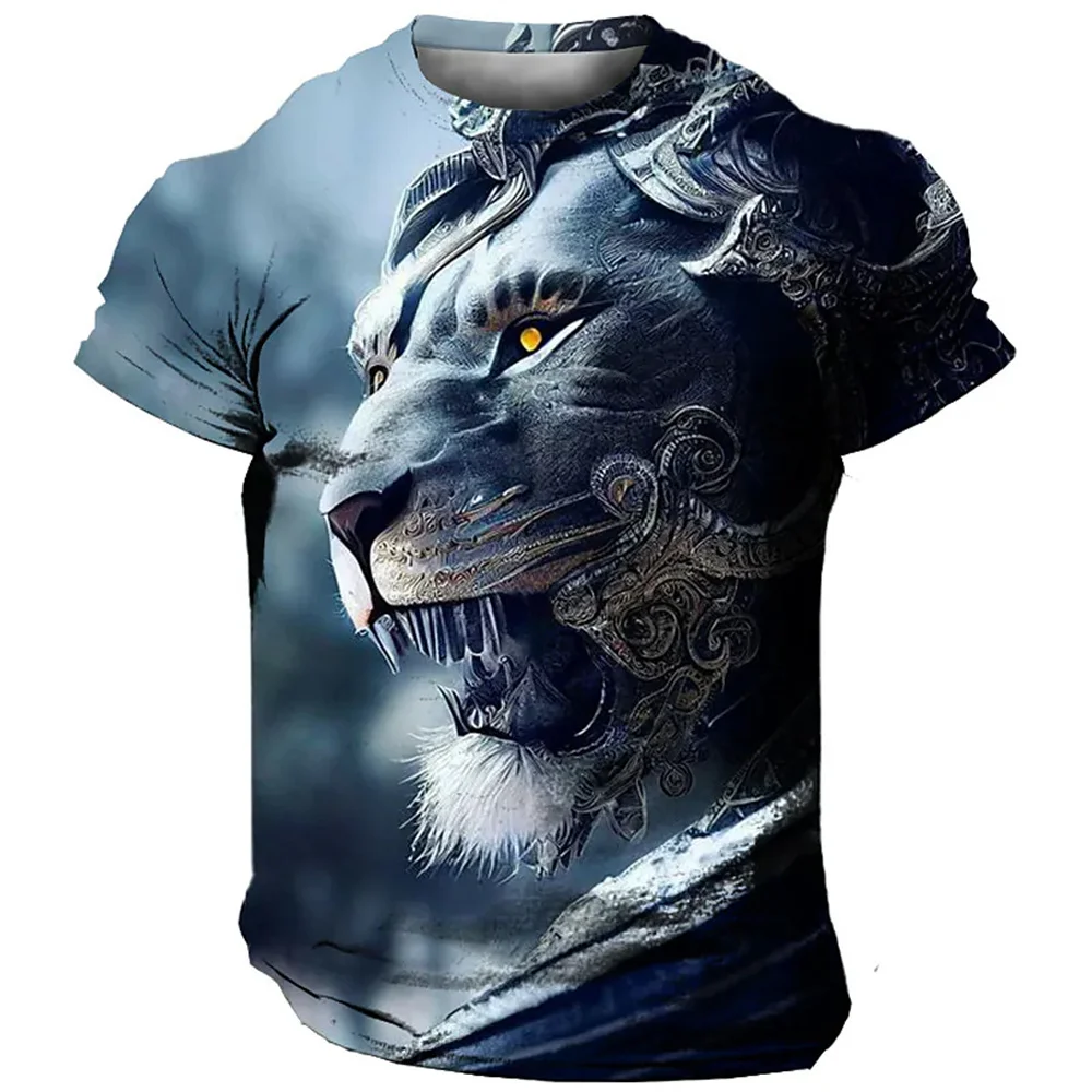 3d Lion Print Men's T-Shirt Summer Quick Dry Short Sleeve T