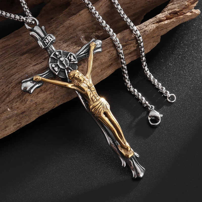 

Jesus Christian Bible Cross Pendant Necklace Men and Women Faith Prayer Amulets Jewelry