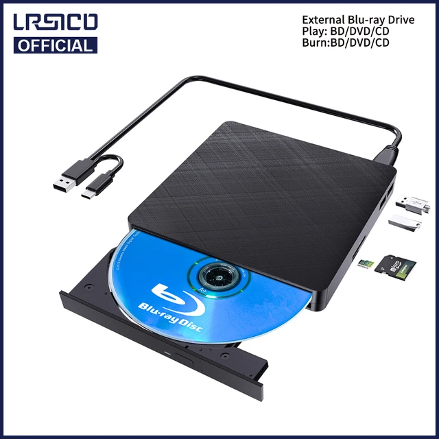 Lecteur Graveur Blu Ray Externe DVD CD 3D, USB 3.0 Slim BD CD DVD pour PC  Mac Windows : : Informatique