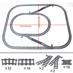 Custom Train Track Scene Building Blocks Set - DIY Cross Track Railroad Flexible Bricks Toy Rail Car (HF6)