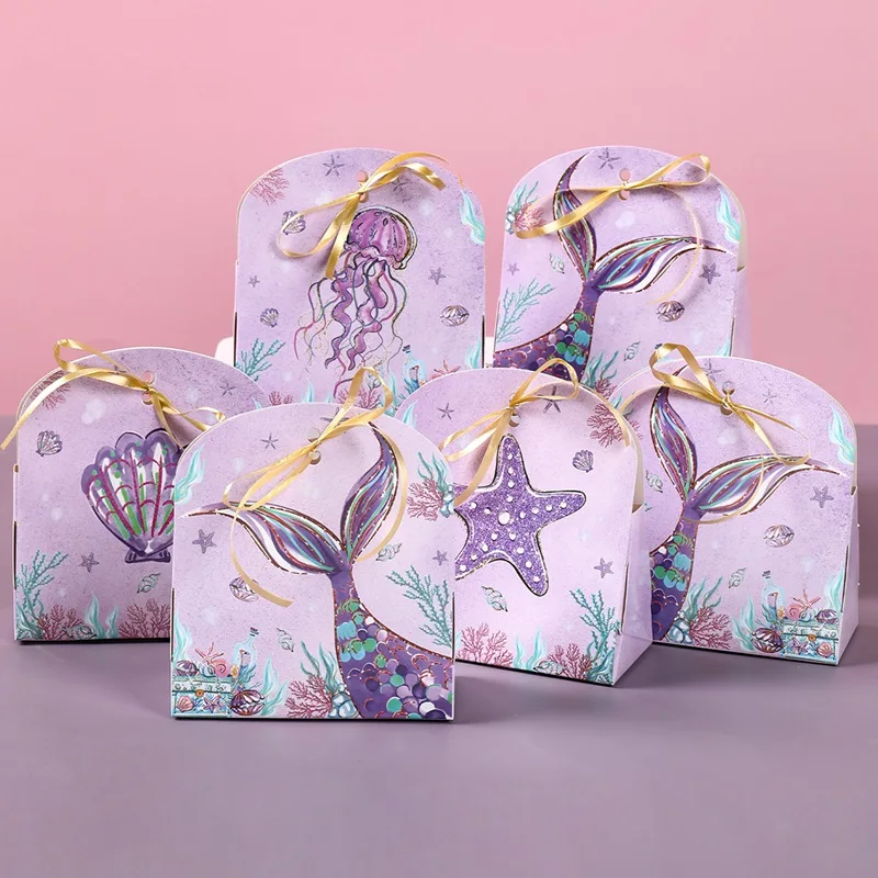 Meerjungfrau-Süßigkeitsschachtel unter dem Meer-Thema, kleiner Meerjungfrauenschwanz, Geburtstagsparty-Dekoration, Kindergeschenke, Geschenk für Mädchen, Babyparty-Zubehör – Detail 6