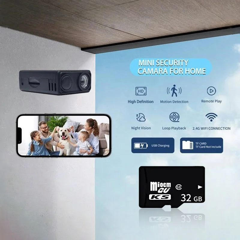 Neue Kabellose Intelligente Mini-Überwachungskamera mit Hochauflösendem 4K-Aufnahmevermögen, Nachtsicht und Dynamischer Überwachung für Heimsicherheit und Netzwerkkamera