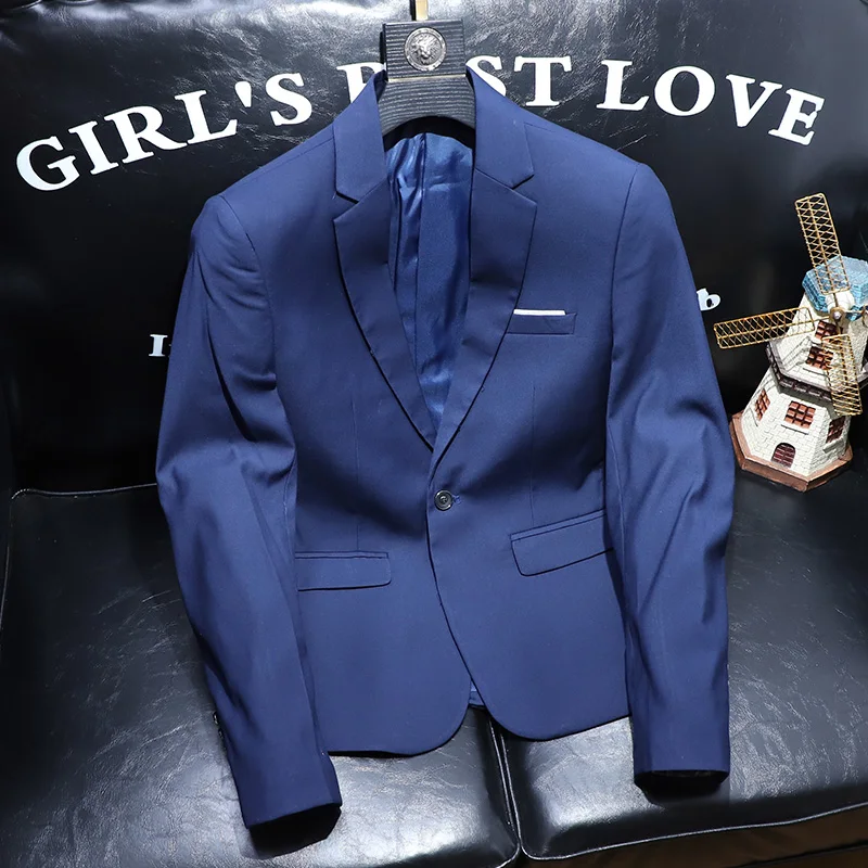 Fashion Men Blazers High Quality Slim Fit Solid Color Casual Business Mens Suit Jacket Formal Office Wedding Suit Tops