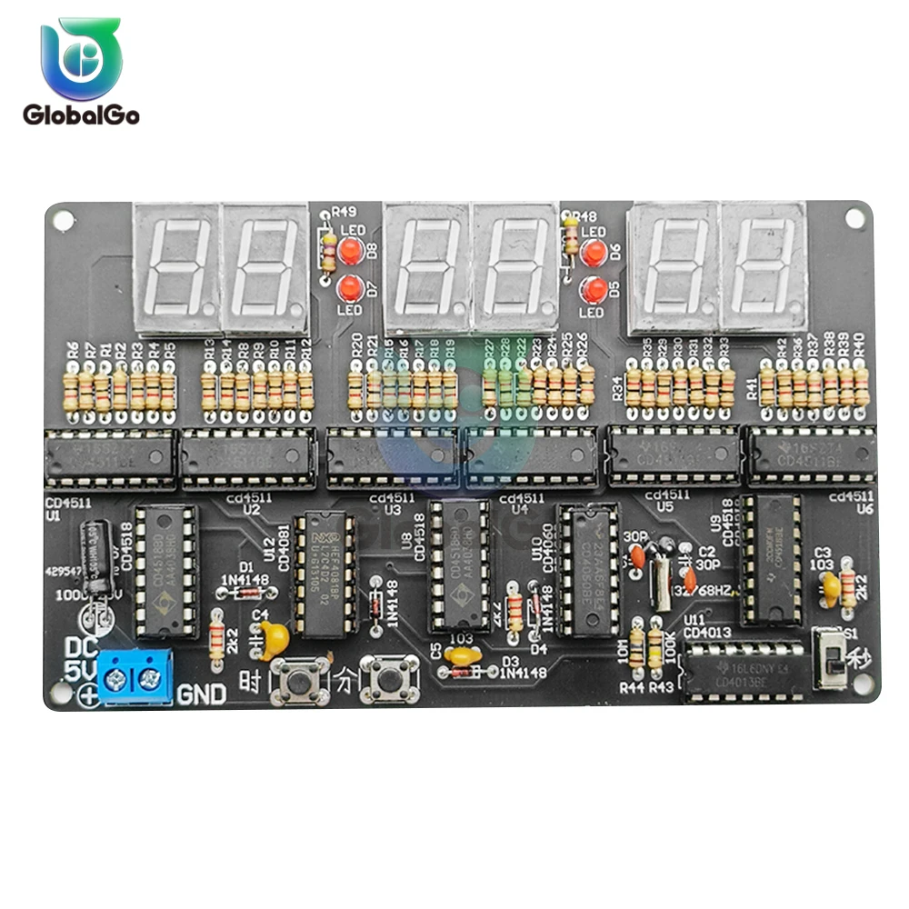 DC4.5V-5.5V 6-bit Digital LED Display Electronic Clock Production Suite DIY Self Assembly and Soldering Spare Parts Kit