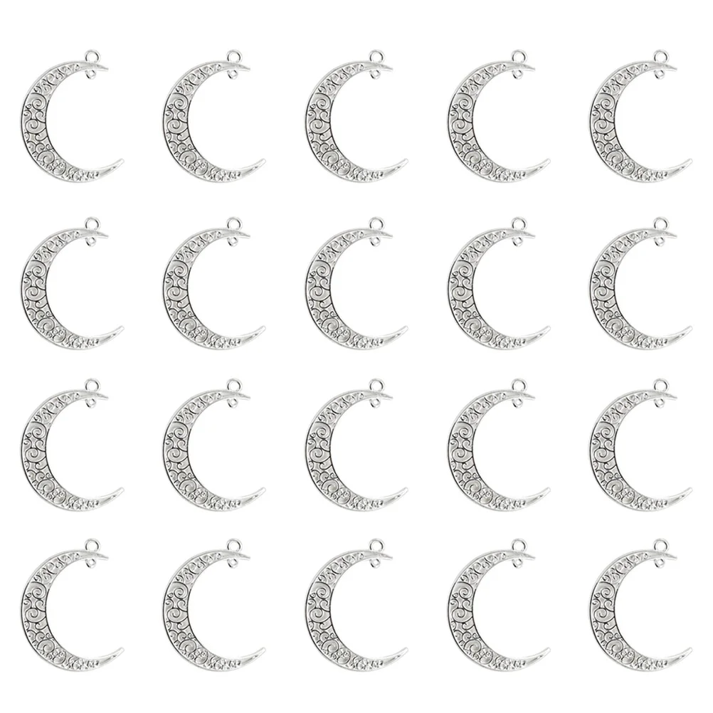 

Подвески из сплава в форме Луны 20 шт., подвески «сделай сам», аксессуары для изготовления ювелирных изделий, ожерелья, браслета (яркое серебро)
