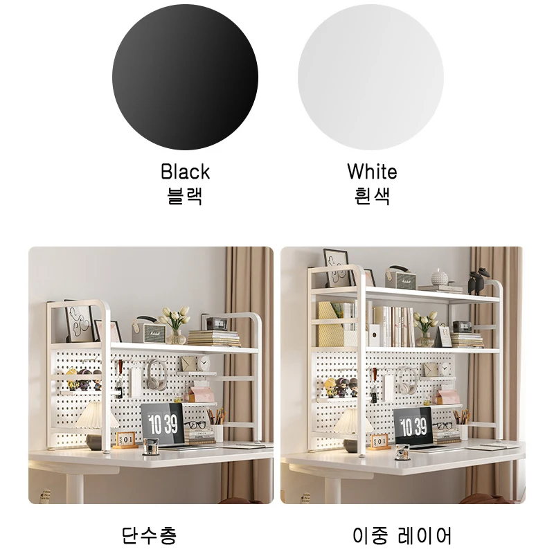 Storage Rack Table Hole Board Wrought Iron Bookshelf Desk Shelving Dormitory Tiered Storage Rack Student Bookcase Computer Wire-wrap Board