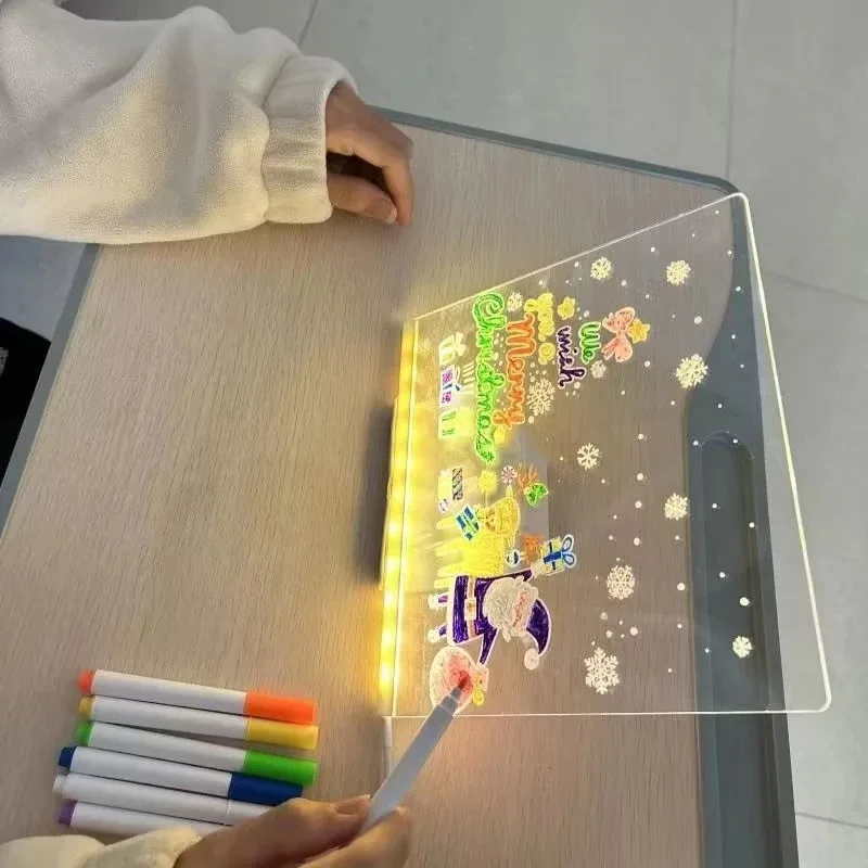 매직 글로우 키즈 드로잉 보드: 재사용 가능한 LCD 태블릿, 야간 조명 LED 노트 보드, 지울 수 있는 라이트업 낙서 패드
